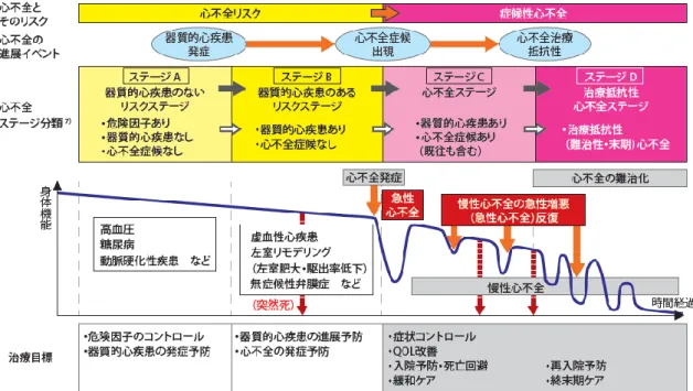 図 1.  心不全とそのリスクの進展ステージ（文献 3） 