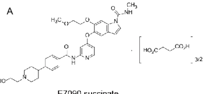 Figure 1. The chemical structure of E7090 succinate and the selectivity  against 93  kinases with E7090