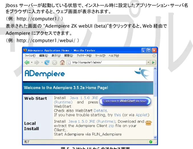 図 5-2 Web UI からのアクセス画面 
