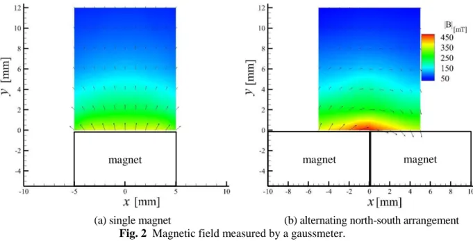 Fig. 2  Magnetic field measured by a gaussmeter.