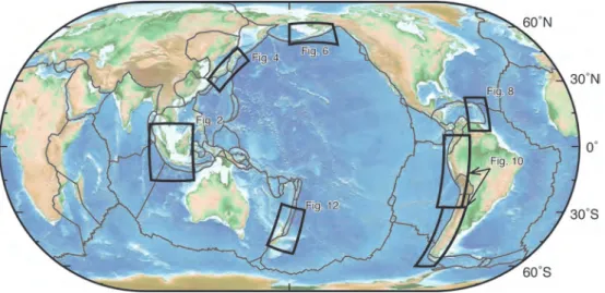 Figure 1. Index map of the study areas. Plate boundaries are based on Ref. [8].