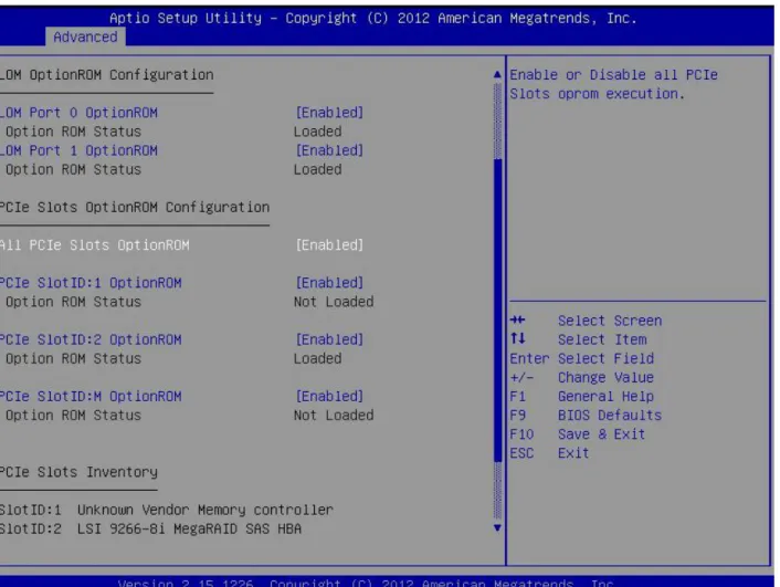 図  7  BIOS  の  OPROM  設定画面の例