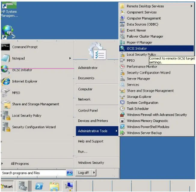 図 6 Windows Server 2008 iSCSI イニシエーターの起動