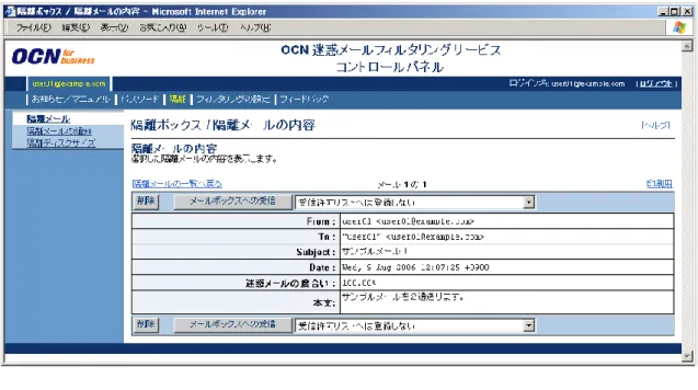 図 3.4-1 [隔離メールの内容]ページ