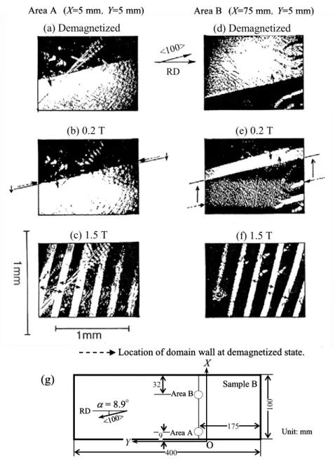 Fig. 3-14.    Change of domain pattern depending on maximum flux density. 