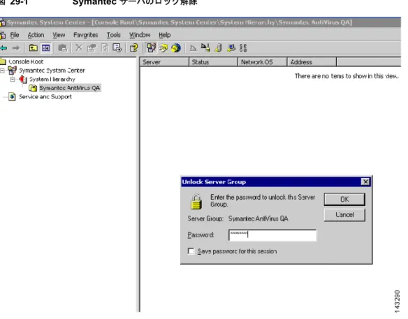 図 29-1 Symantec  サーバのロック解除