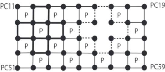 Figure 4: C 4 ’s (indicated by label P) in S BP (G) of G i C j for a selected literal x i j s .