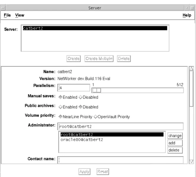 図 2-7  UNIX の「Server」ウィンドウ