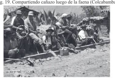 Fig. 19. Compartiendo cañazo luego de la faena (Colcabamba) 