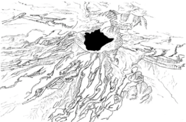 Fig. 8　 Bird's eye view of Pinatubo volcano around the  summit from the south.
