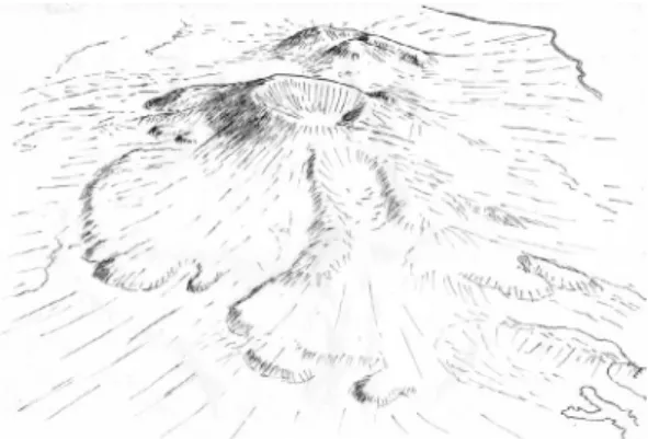 図 7　Amorong スコリア丘単成火山を南上空からみる．