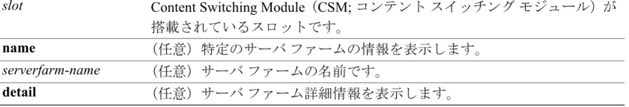 表 2-2 show module csm serverfarm コマンドのフィールドの説明