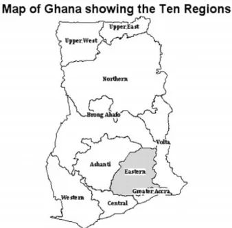 Figure 2 Map of Eastern Region Showing the 21 Districts.