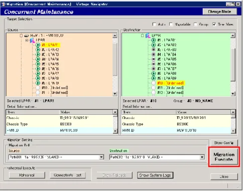 図 3-51 Migration[Concurrent Maintenance]ウインドウ(Migration Execute クリック)  (13)OK ボタンをクリックします。