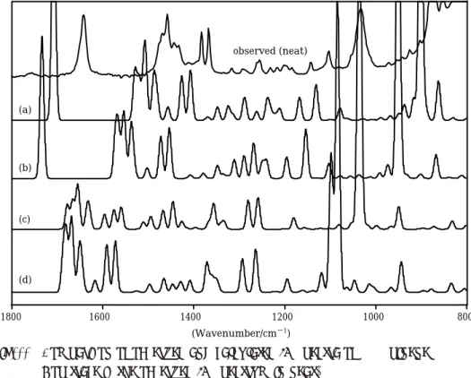 Fig 4 ῍ῌ shows the molecular structure of  S  -b-pinene. Figures ῍῍ to ῍῎ show the parts of the observed spectra of IR, Raman, and VCD