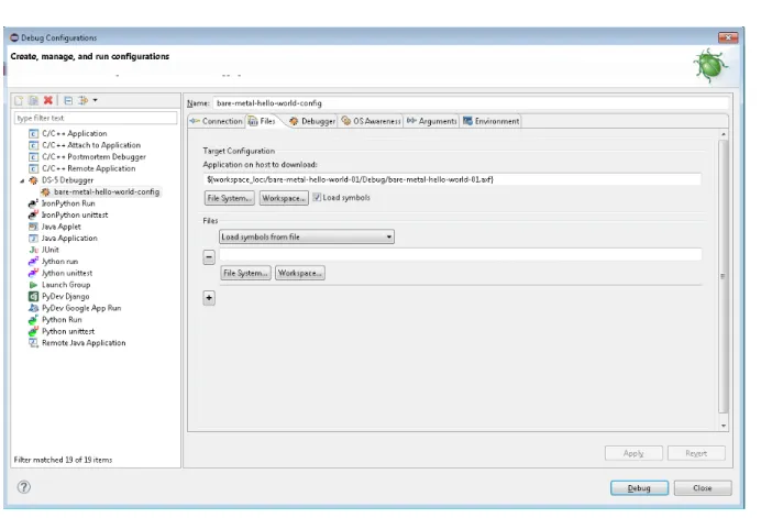 図 18: Bare Metal Hello World Config のファイルの設定