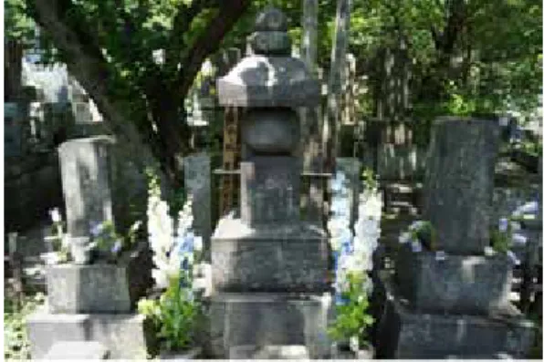 図 19  旧鳴尾村の義民碑(左：西宮市甲子園三番町  北郷公園内)  図 20  役割不明の小さな石碑(西宮市甲子園二番町  甲子園筋歩道)  林の場合は、苦労して入学した名門・マウントハーモン校を途中で退学している。不眠 症が理由とされるが、それは、一人寂しく異国アメリカで亡くなった友人の死に起因する という。林の「利他」の心は、孤独で寂しい心に寄り添う感受性と共にあったことを示し ていると思う。一方、遠藤は、福島県に生まれ、そこで少年時代を過ごした。東北地方の 農村の厳しい現実を良く知っていた。成績優
