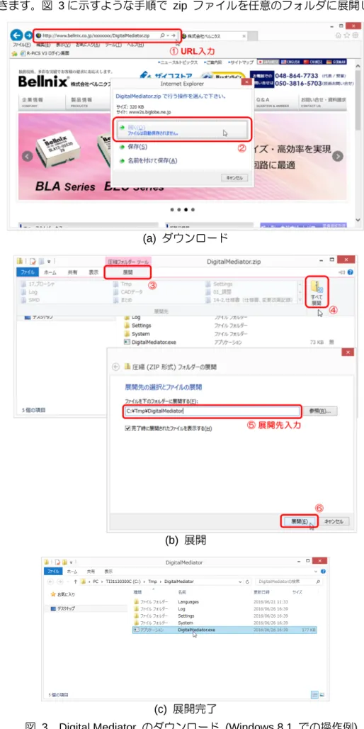 図  3    Digital Mediator  のダウンロード  (Windows 8.1  での操作例) 