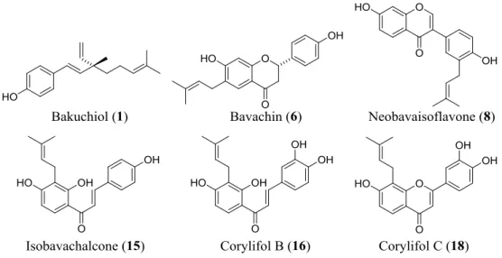 Fig. 18 Compounds which showed anti-MRSA effects isolated from fruits of P. corylifolia