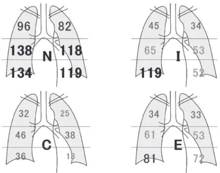 Fig. 2 The number of patients who have abnormal shadow Fig. 3 Comparison of the total score between the treatment crowd and no treatment crowd,  and comparison according to the factor of NICE score between the treatment crowd and no  treatment crowd