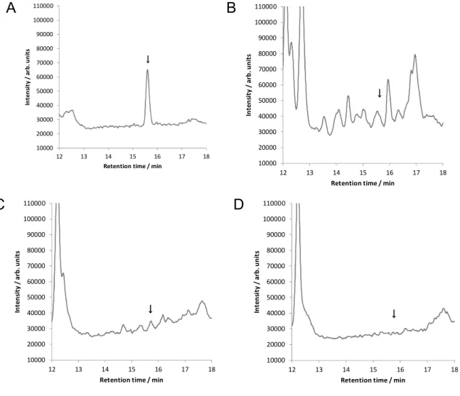 Fig. 2      Selected ion monitoring (SIM) chromatograms    of standard solution and blank sample solutions 