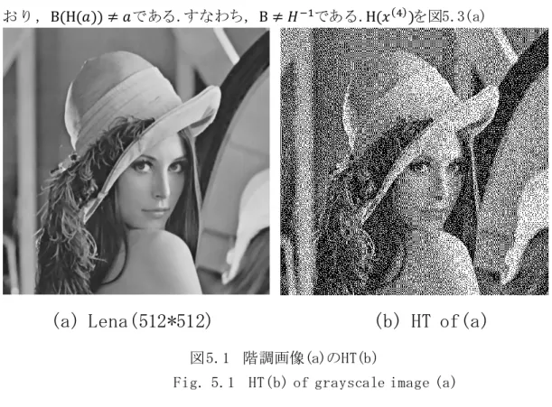Fig. 5.1  HT(b) of grayscale image (a) 