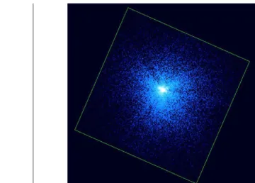 Figure 8. (left) A logarithmically scaled image of the Perseus cluster. Its core is just on the aim point of the SXI.