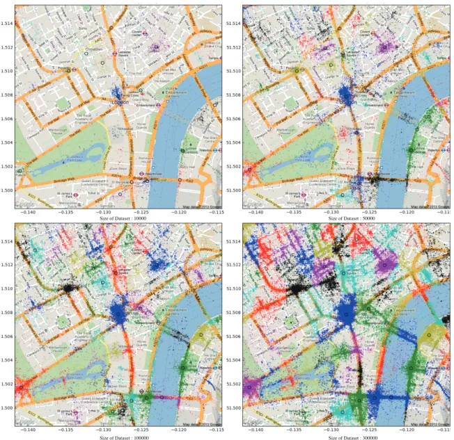 図 1 ロンドンの結果（それぞれ約 1.9km 四方のエリア）