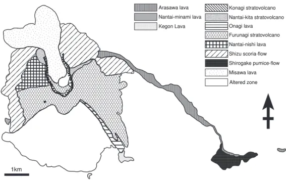 Fig. 2   Geologic sketch map of the Nikko-Nantai volcano.
