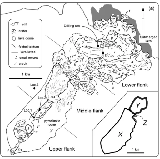 Fig. 3. Topographic features of the eruption products of the An-ei eruption.