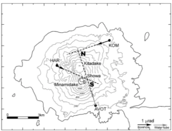 Fig. 11 shows an example of the records of tilt and strain changes at Station AVOT on December 20, 2009