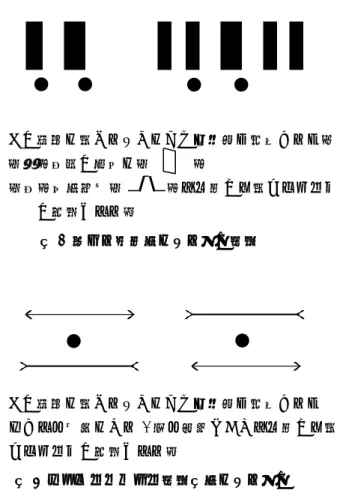 図 2  ミュラー・リヤー錯視図形による傾き 錯視（文献[2]）から）  図 3  幅の異なる長方形作成結果例 × ための数学的基礎を与えることが本研究の先にある大きな目標である．本研究はその第一歩に位置するものと考えられる． ●が３点に見えるようにして交差法で融合すると， （左）右辺が手前に（      ）   （右）台形立体（      ）を上方から見たイメージが知覚される． ●が３点に見えるようにして交差法で融合すると ねじれの位置にある 2 本の直線「×」を上方から見たイメージが知覚される． 本研究