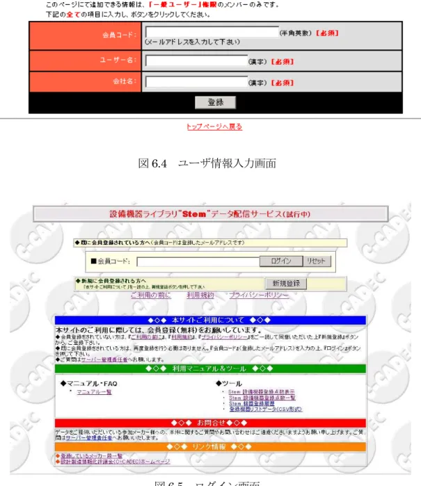図 6.4  ユーザ情報入力画面 