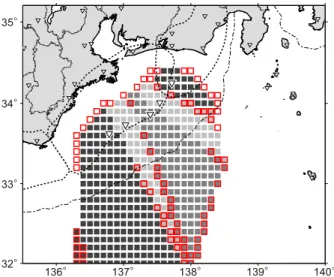 Fig. 7 Distribution of territory grid of Tonankai OBSs. 