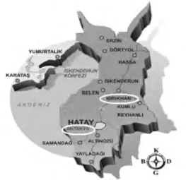 図 3　ハタイ県内調査地位置関係図 出典：http://en.wikipedia.org/ をもとに筆者作成けた人々に対する教育のことを指す。この概念を主に提唱しているのは、UNHCR、ユニ セ フ、 ユ ネ ス コ、 世 界 銀 行 や、 他 の 代表 的 NGO な ど で 構 成 さ れ る 緊 急 教 育 支 援ネットワーク（Inter-agency  Network  for Education in Emergencies: INEE）である。