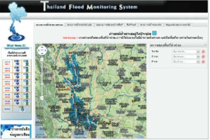 図 2   バンコク近郊の標高と排水路の図 (1) 図 3  Thai Flood Monitoring System (2)
