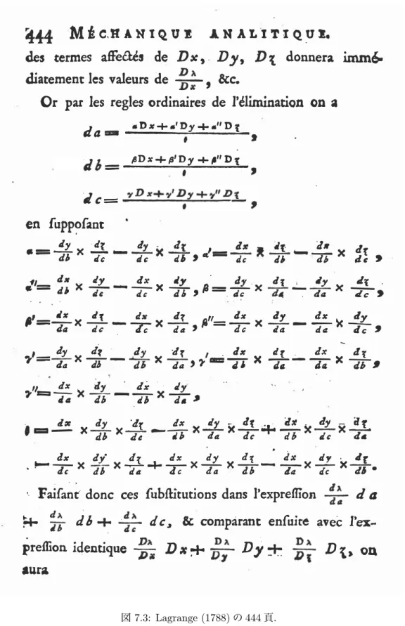 図 7.3: Lagrange (1788) の 444 頁 .