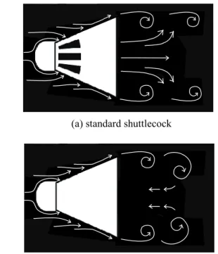 Fig. 11 Cartoon depiction of flow fields in the wake of  the shuttlecock. 