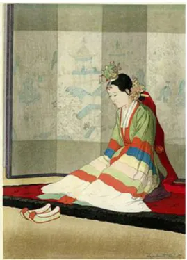 図 19 エリザベス・キース《朝鮮の新婦》多色版画  41.3×29.5cm  1938 年 