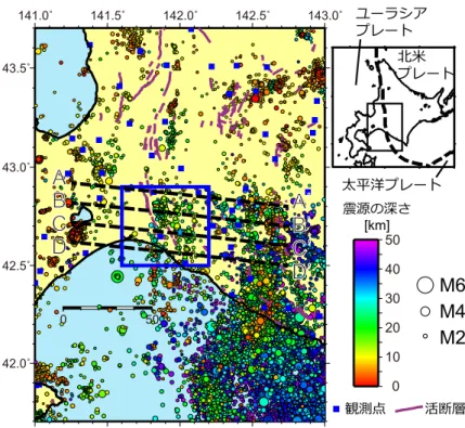 Fig. 1  Hypocenter distribution determined by  NIED Hi-net from October 1st, 2000 to  September 5th, 2018