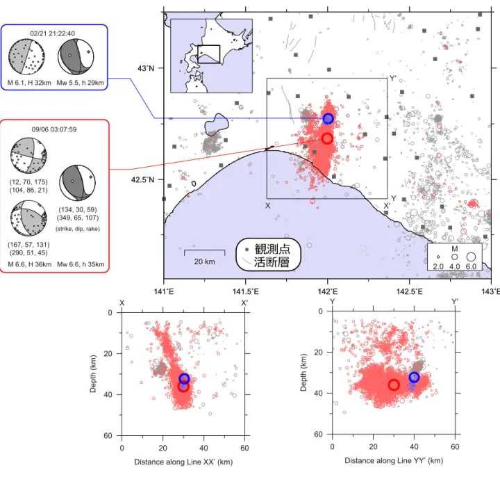 Fig. 3  Hypocenter distribution manually determined by NIED Hi-net at depths of 0-60 km from October 1st 12  a.m