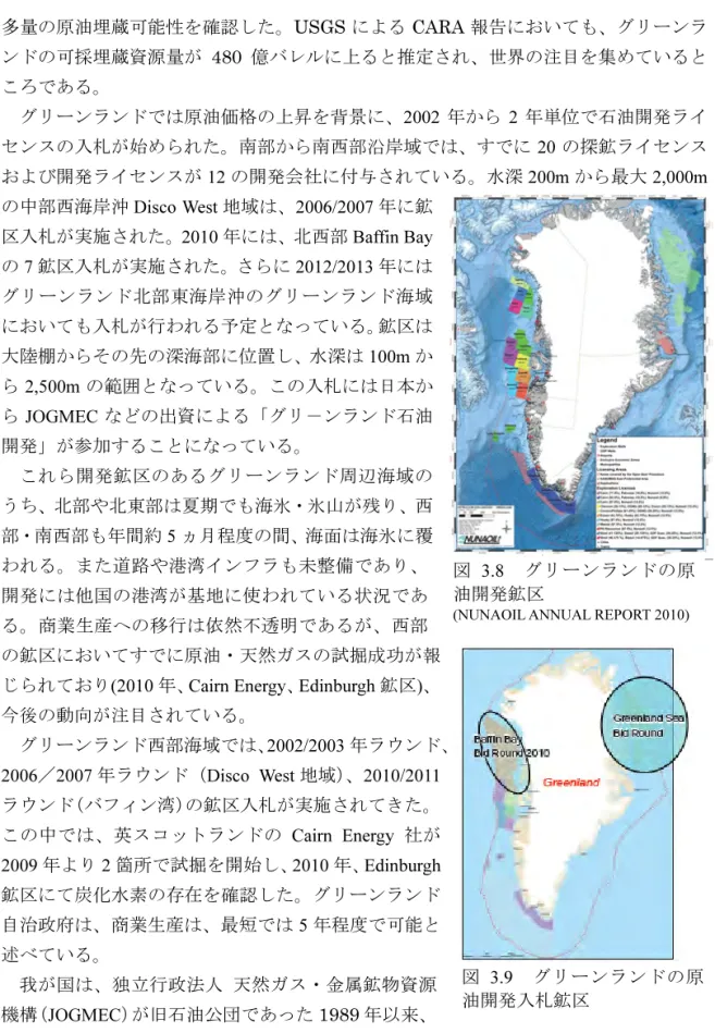 図 3.9 グリーンランドの原 油開発入札鉱区