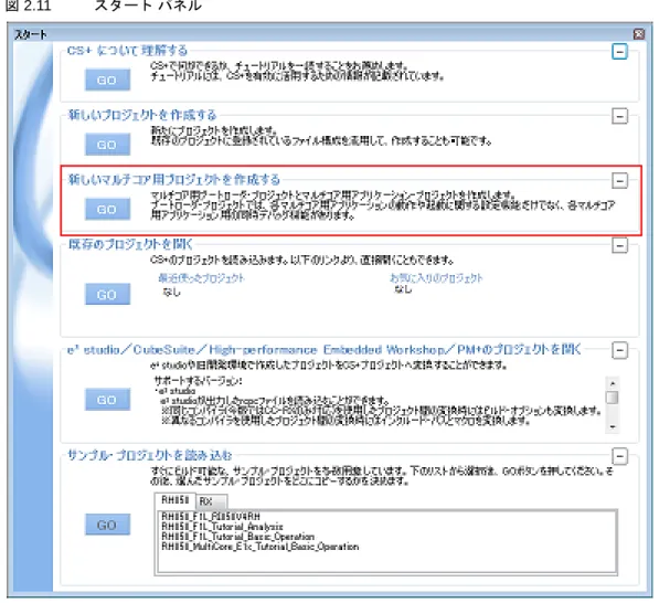 図 2.11 スタート パネル
