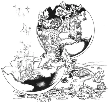図 3-5 割れた卵から天地が生じたというヒンドゥーの神話