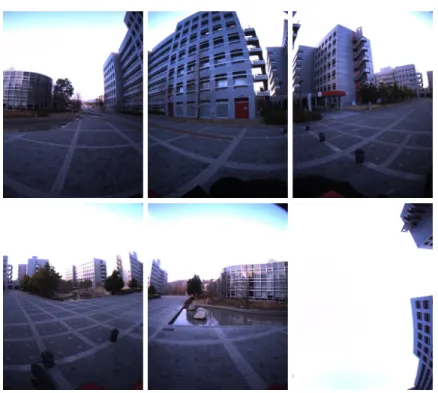 Fig. 6. Sampled frames of input image sequences obtained by six cameras (outdoor scene).