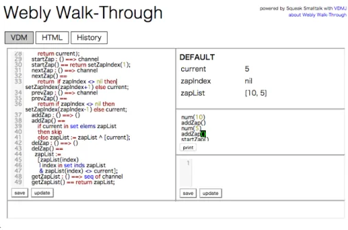 Fig. 6. VDM IDE on Webly Walk-Through