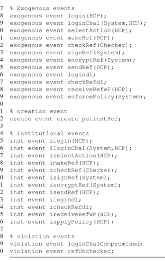 Figure 4: Events declaration for the Make Referral use-case.
