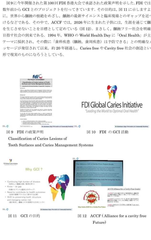 図 9 に今年開催された第 100 回 FDI 香港大会で承認された政策声明を示した． FDI では，