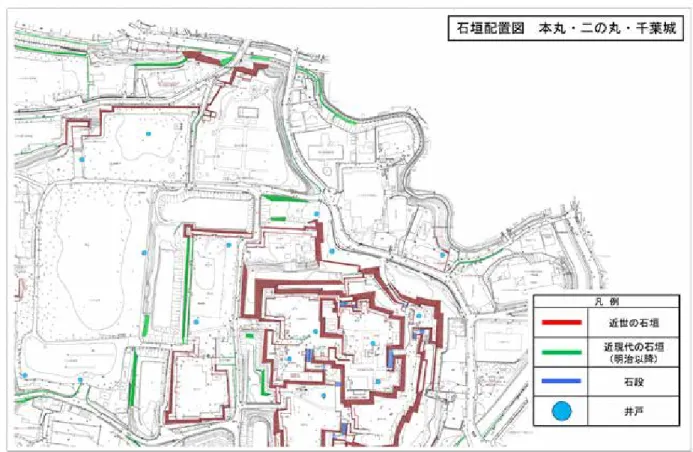 図 18　石垣配置図（本丸・二の丸・千葉城）