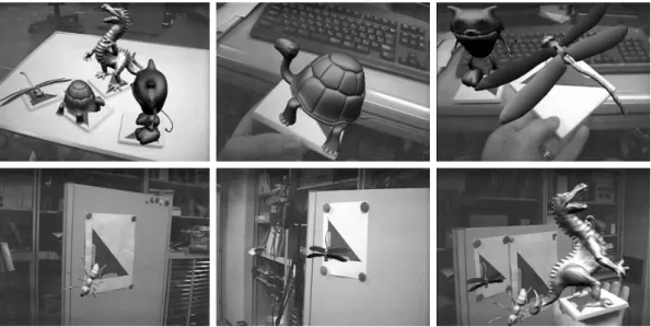 Fig. 14 Augmented images performed with the proposed registration method after correction of the 2D positions of the marker points.
